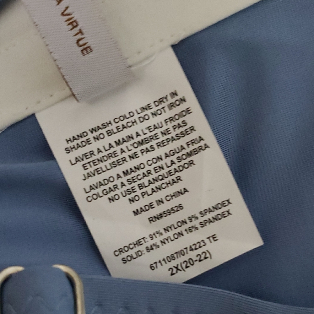 NWT BECCA Light Blue Women's Lace Swimsuit Size 2X (20-22) - Picture 9 of 9